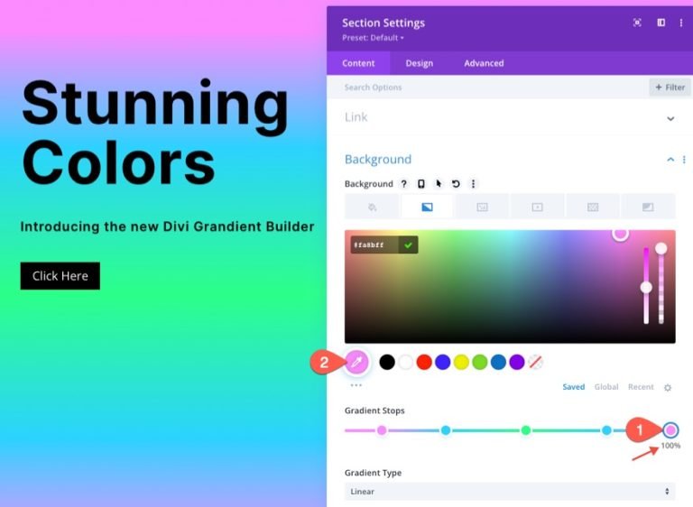 Kết hợp những gradient backgrounds với lớp mặt nạ và mẫu dạng pattern trong Divi để tạo ra những trang web đẹp và sáng tạo. Với cách thức này, bạn có thể thay đổi, chỉnh sửa gradient background của mình để phù hợp với cảm nhận của mình mà không tốn quá nhiều thời gian và công sức.