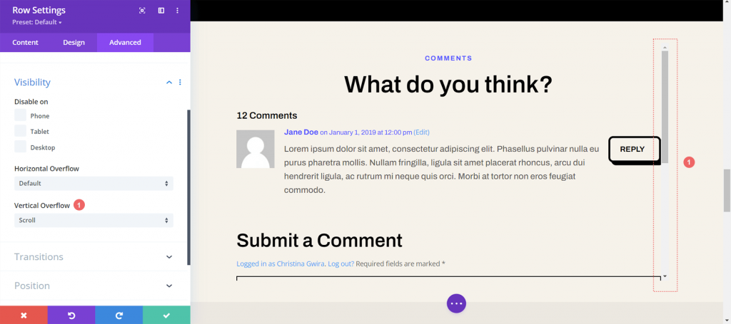 How To Create A Scroll Container For Divi Comments Module - CodeWatchers