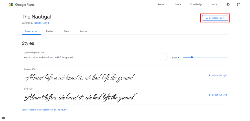 Google fonts css