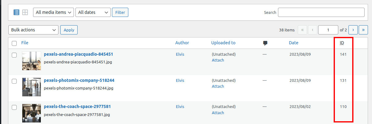 Attachment ids